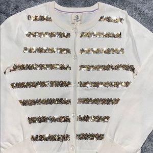 Lands End Girls Gold Embellished Sweater
